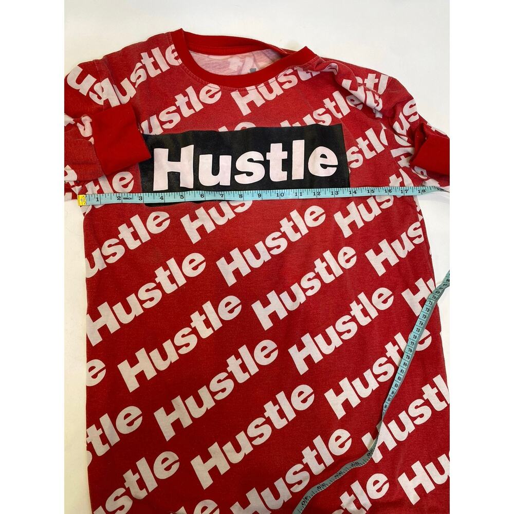 Launder Bailey Apparel Red White Hustle Long Sleeve T-Shirt Graphic Print Sz M - Picture 6 of 9